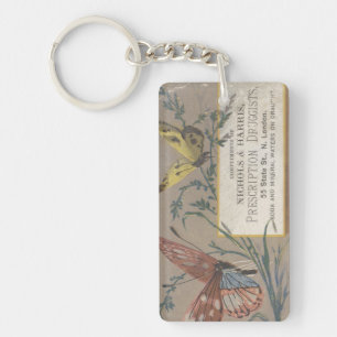 Rosa och Gult Butterflies Ephemera Keychain