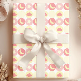 Rosa och Gult Celestielt Bebisbadkalas Presentpapper
