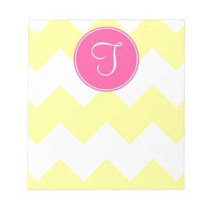 Rosa och Gult Chevron Monogram Anteckningsblock
