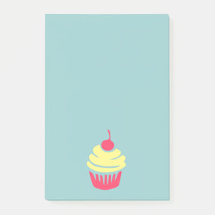Rosa och Gult Cupkaka med Cherry On Top Post-it Block