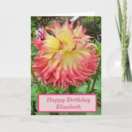 Rosa och Gult Dahlia Birthday Kort