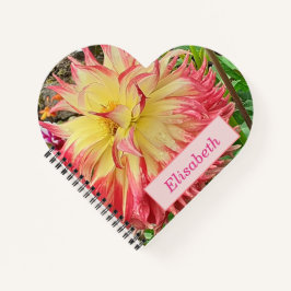 Rosa och Gult Dahlia Heart - bärbar dator