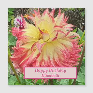 Rosa och Gult Dahlia Magnetic Card