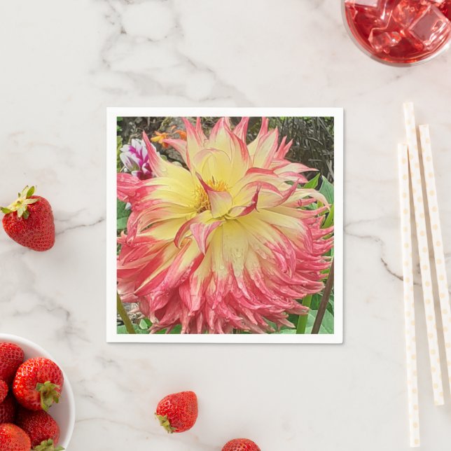 Rosa och Gult Dahlia Pappersservett (Insitu)