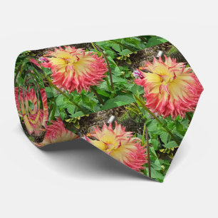 Rosa och Gult Dahlia Slips
