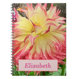 Rosa och Gult Dahlia Spiral bärbar dator Anteckningsbok
