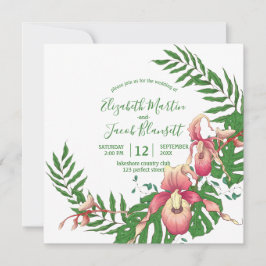 Rosa och Gult Dam Slipper Orchid WAN Bröllop Inbjudningar