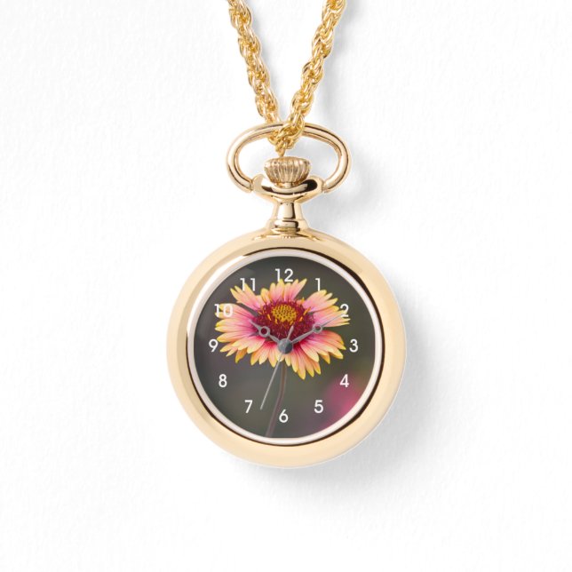 Rosa och Gult Desert-Daisy Armbandsur (Framsida)