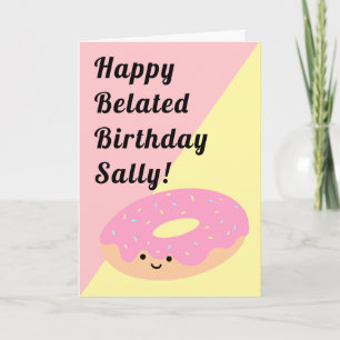 Rosa och Gult Doughnut Grattis på födelsedagen-v Kort