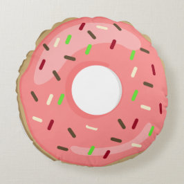 Rosa och Gult Doughnut Pillow Rund Kudde
