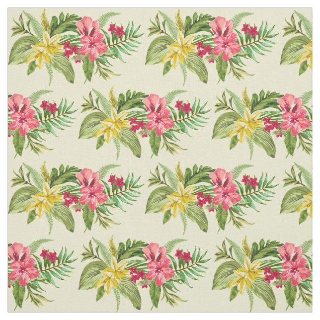 Rosa och Gult exotiska blommor Tyg (Provkarta)