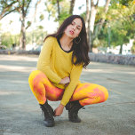 Rosa och Gult, färgämne Leggings<br><div class="desc">Vågräts rosa-plats på gultens bakgrund</div>