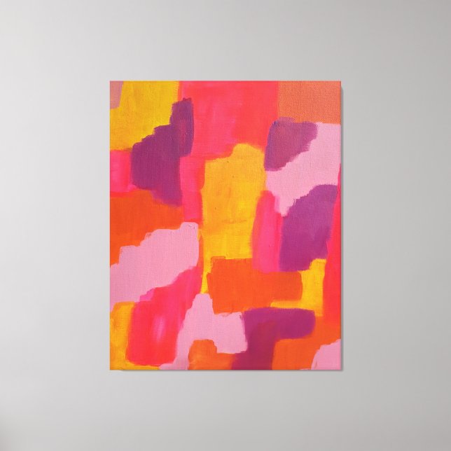 Rosa och Gult Fet Abstrakt Art Canvastryck (Framsida)