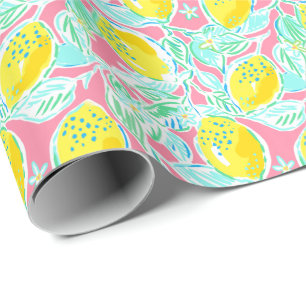 Rosa och Gult för utskrift av Preppy Handflatan-pe Presentpapper