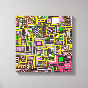 Rosa och Gult Geometric pop-art punk Canvastryck