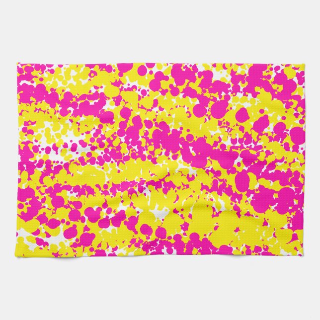 Rosa och gult i mönster kökshandduk (Horisontell)