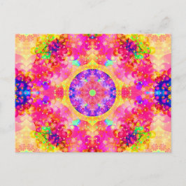 Rosa och Gult Kaleidoscope Fractal Vykort