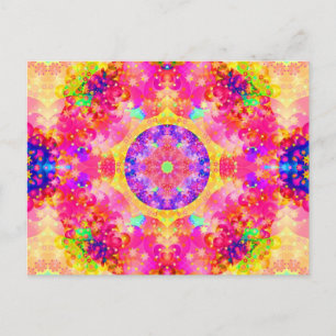 Rosa och Gult Kaleidoscope Fractal Vykort