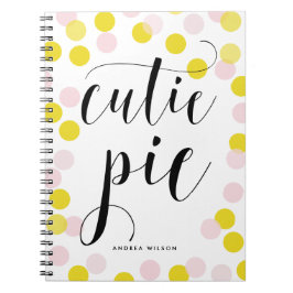 Rosa och Gult Konfetti-punkter Cutie Paj Calligrap Anteckningsbok