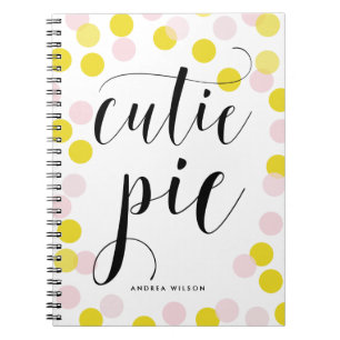 Rosa och Gult Konfetti-punkter Cutie Paj Calligrap Anteckningsbok