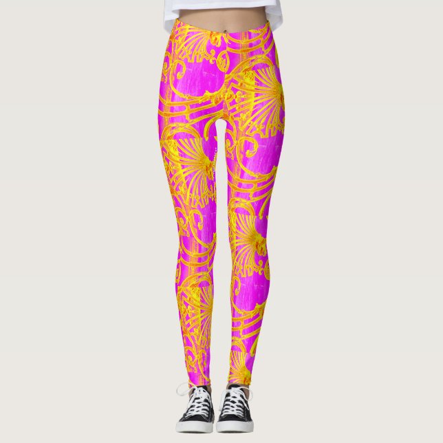 Rosa och Gult Leggings (Framsida)