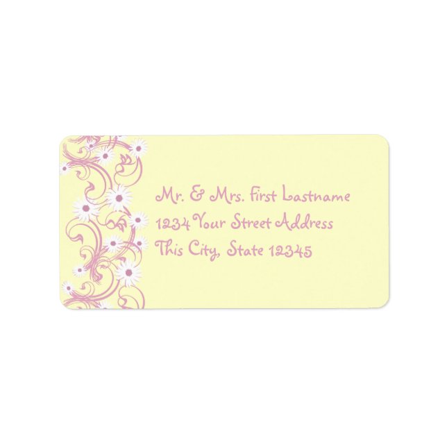 Rosa och Gult med Daisy Adressetikett (Framsidan)