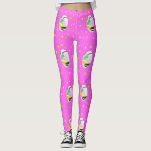 Rosa och gult med mitten söt leggings