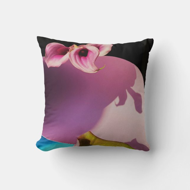 Rosa och gult på rosa papper kudde (Framsida)