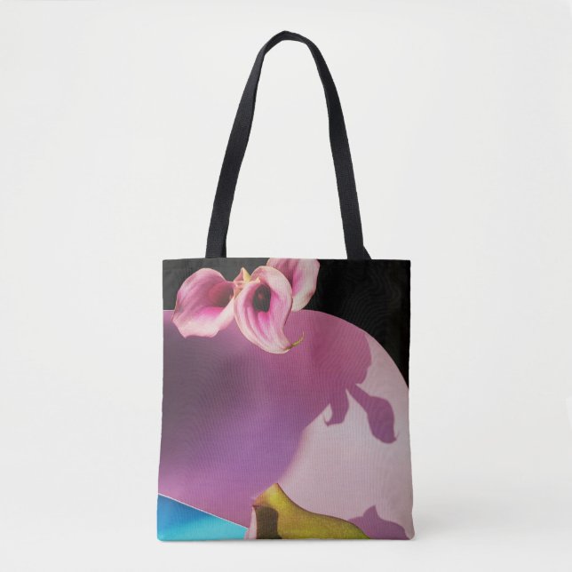 Rosa och gult på rosa papper tygkasse (Framsida)