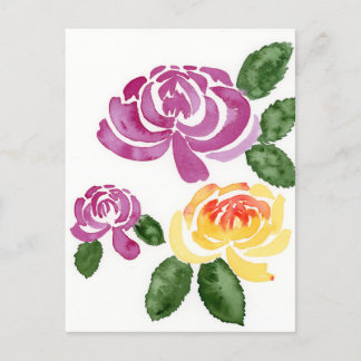 Rosa och Gult Peonies Flowers, Peony Postcard Vykort