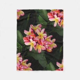 Rosa och Gult Plumeria Blankett Blankett Fleecefilt