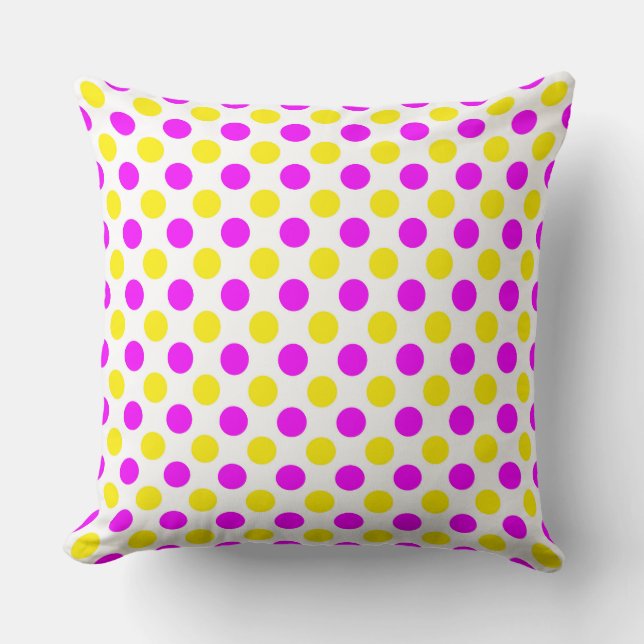 Rosa och gult polka dots kudde (Framsida)