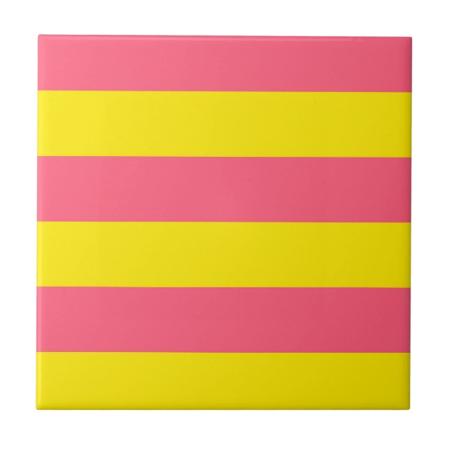 Rosa och Gult Rand Design Kakelplatta (Framsidan)