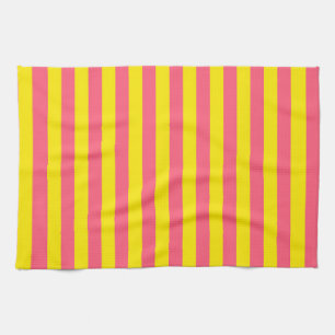Rosa och Gult Rand Design Kökshandduk