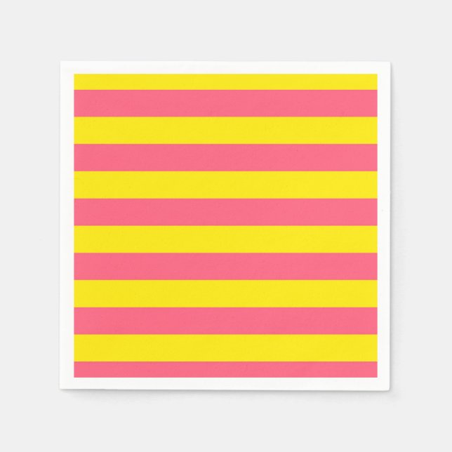 Rosa och Gult Rand Design Pappersservett (Framsidan)