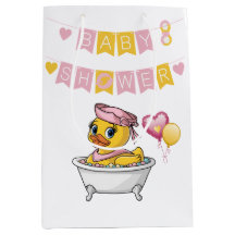 Rosa och Gult Rubber Anka Girl Baby Shower