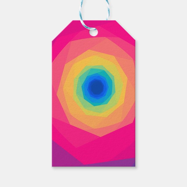 Rosa och Gult Spiral Presentetikett (Framsidan)