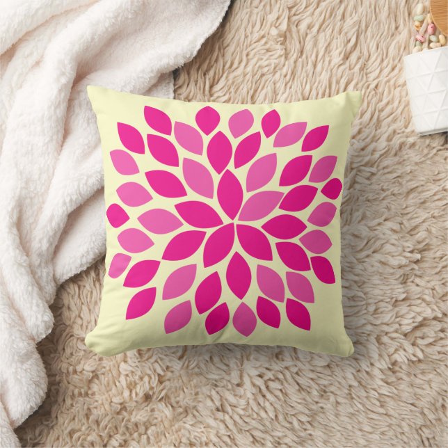 Rosa och Gult Starburst Modern Flower Pillow Kudde (Filt)