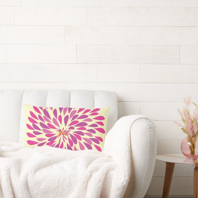 Rosa och Gult Starburst Modern Flower Pillow Lumbarkudde (Soffa)
