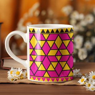 Rosa och Gult Triangles Mönster Kaffemugg