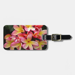 Rosa och Gult Tropical Plumeria Flowers Bagagebricka