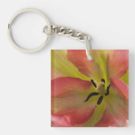 Rosa och Gult Tulip Akrylfri Nyckelring