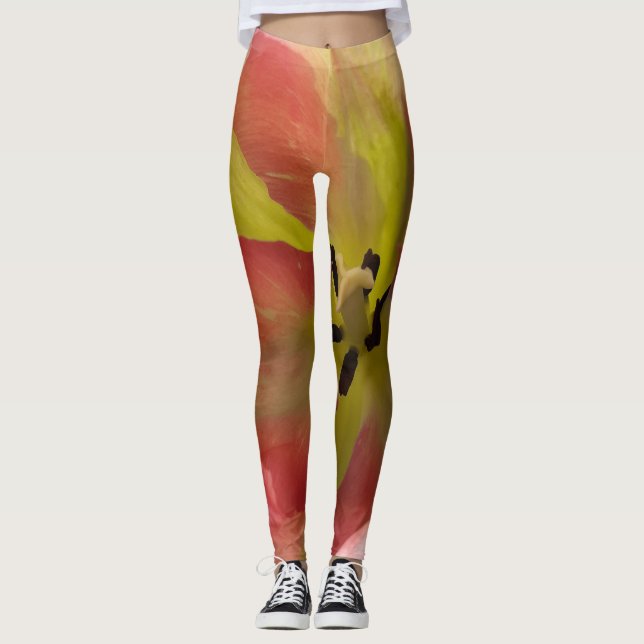 Rosa och Gult Tulip Leggings (Framsida)