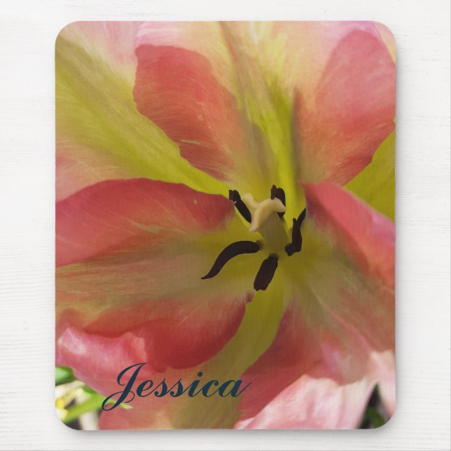 Rosa och Gult Tulip Musmatta (Framsidan)