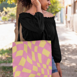 Rosa och Gult Vågigt återställande Kontrollerad Axelväska