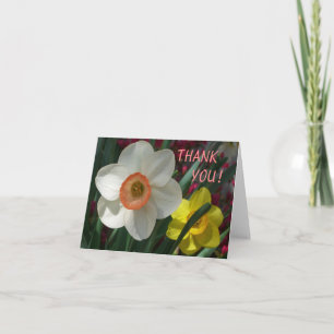 Rosa och Gult Vår blommor i Daffodils Tack Kort