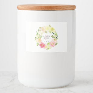 Rosa och Gult Vattenfärgad Blommigt Utandning BR Mat Etiketter