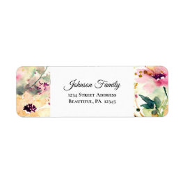 Rosa och Gult Vattenfärgslådor Returadress Etikett