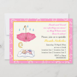 Rosa och gult vid grynning av flicka i Cute sovand Inbjudningar