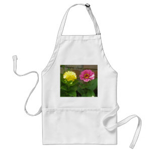 Rosa och Gult Zinnias Apron Förkläde